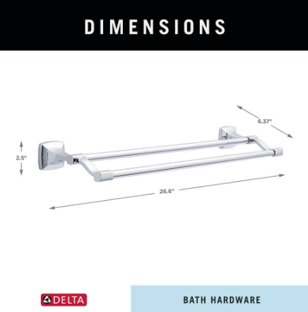 Delta- Portwood 24 in. Wall Mount Double Towel Bar Bath Hardware Accessory in Polished Chrome