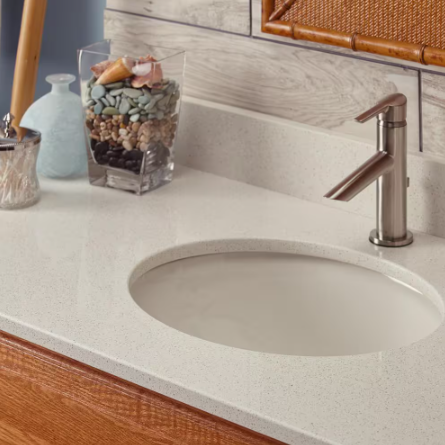 Vista 49 in. W x 22 in. D Quartz Single Rectangle Basin Vanity Top in Ivory Sparkle with White Basin