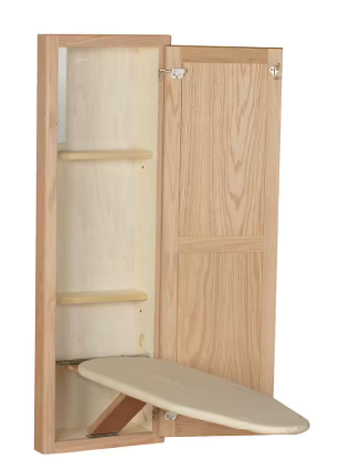 Unfinished Oak Wood In-Wall Ironing Board in Unfinished Oak Wood
