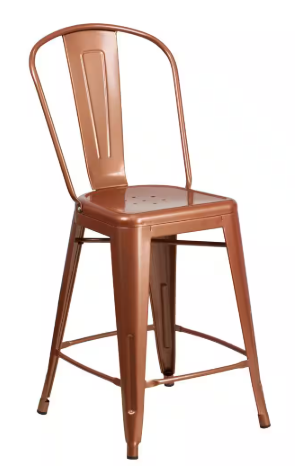 24 in. Copper Bar Metal Bar Stool