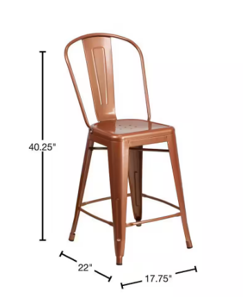 24 in. Copper Bar Metal Bar Stool