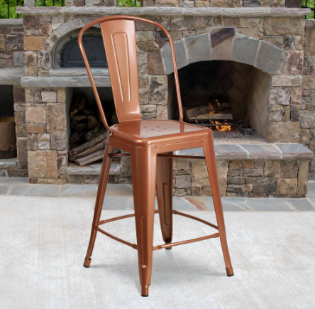 24 in. Copper Bar Metal Bar Stool