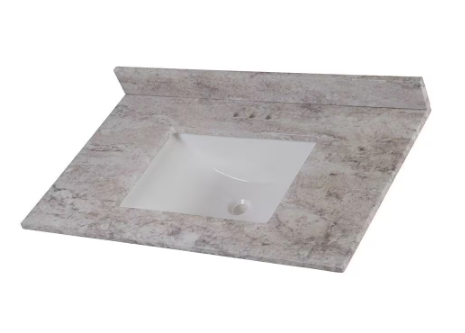 37 in. W x 22 in. D Ceramic White Rectangular Single Sink Vanity Top in Winter Mist
