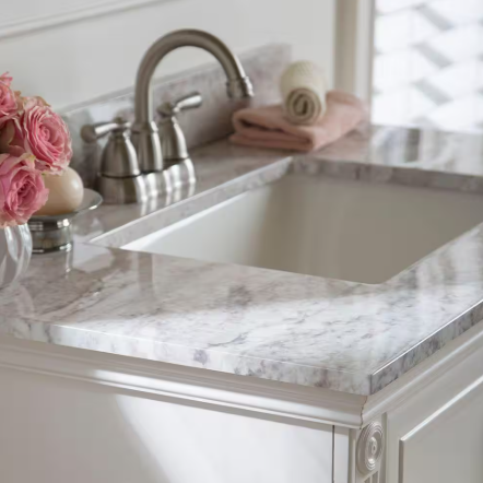 37 in. W x 22 in. D Ceramic White Rectangular Single Sink Vanity Top in Winter Mist