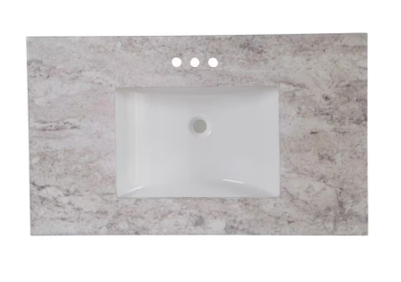 37 in. W x 22 in. D Ceramic White Rectangular Single Sink Vanity Top in Winter Mist