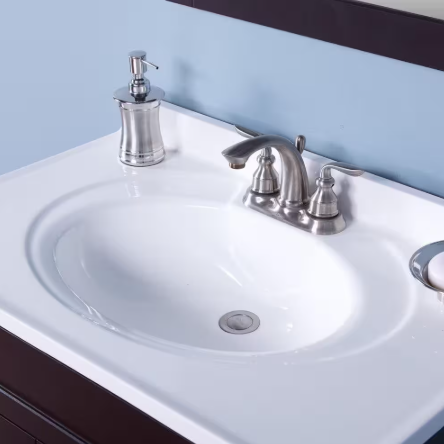 Glacier Bay- 31 in. W x 22 in. D Cultured Marble White Round Single Sink Vanity Top in White