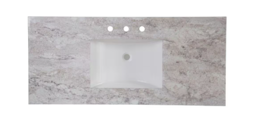 49 in. W x 22 in. D Ceramic White Rectangular Single Sink Vanity Top in Winter Mist