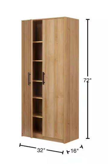 Bromley Light Oak Engineered Wood Accent Storage Cabinet (72 in. H x 32 in. W)