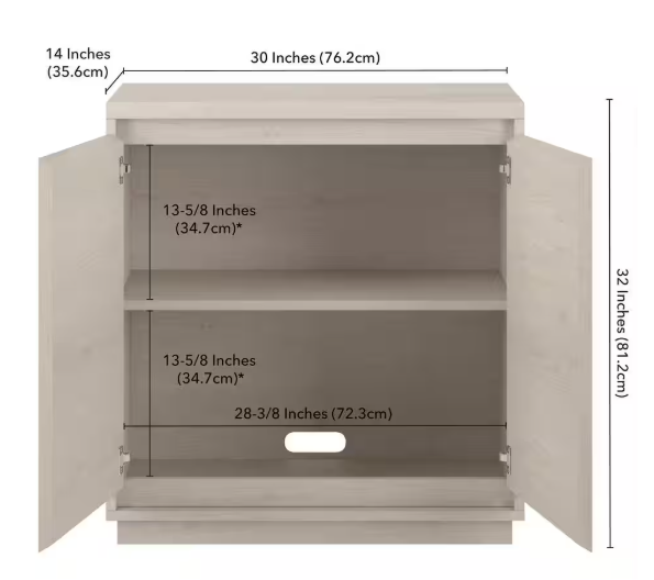 Presque 30 in. Alder White Rectangular Accent Storage Cabinet