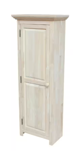 Solid Parawood Storage Cabinet in Unfinished Wood