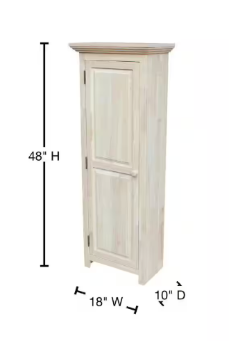 Solid Parawood Storage Cabinet in Unfinished Wood