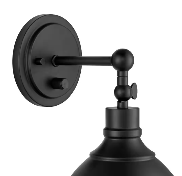 Home Decorators Collection- Franklin 1LT wired Sconce matte black finished and white accent finish inside the metal shade