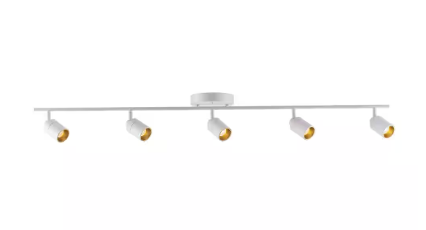 Vidalite- Shura 5-Light White Integrated LED Track Light with Rotatable Heads, 4 ft. Fixed Track Lighting Kit, 3000k, 2450 Lumens