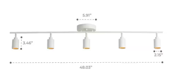 Vidalite- Shura 5-Light White Integrated LED Track Light with Rotatable Heads, 4 ft. Fixed Track Lighting Kit, 3000k, 2450 Lumens