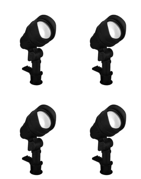 200 Lumen Millennium Black Adjustable Light Color Integrated LED Outdoor Landscape Flood Light (4-Pack)