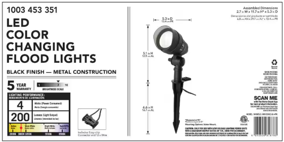 200 Lumen Millennium Black Adjustable Light Color Integrated LED Outdoor Landscape Flood Light (4-Pack)