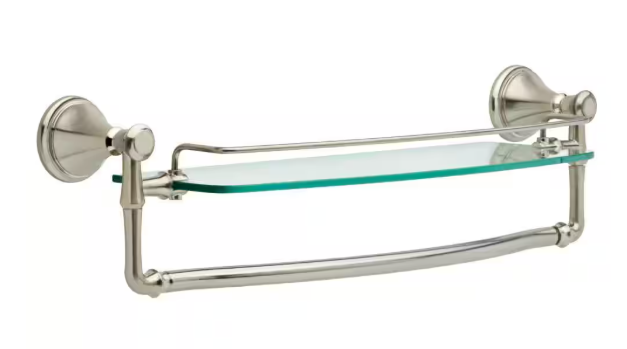 Delta- Cassidy 18 in. Glass Shelf with Towel Bar in Stainless Steel