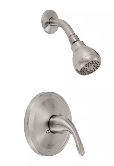 Glacier Bay- Builders Single Handle 1-Spray Shower Faucet 1.8 GPM with Ceramic Disc Valves, Integral stops in Brushed Nickel