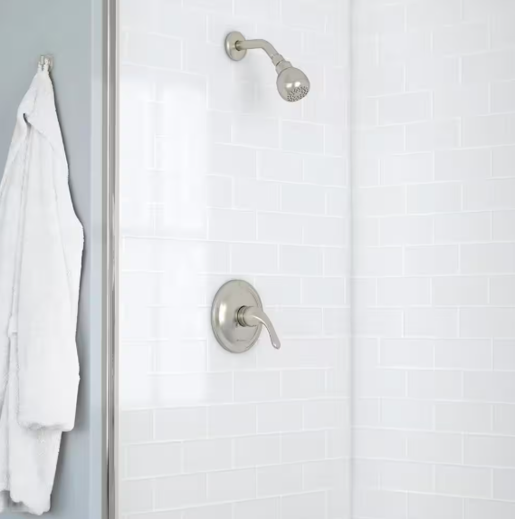 Glacier Bay- Builders Single Handle 1-Spray Shower Faucet 1.8 GPM with Ceramic Disc Valves, Integral stops in Brushed Nickel
