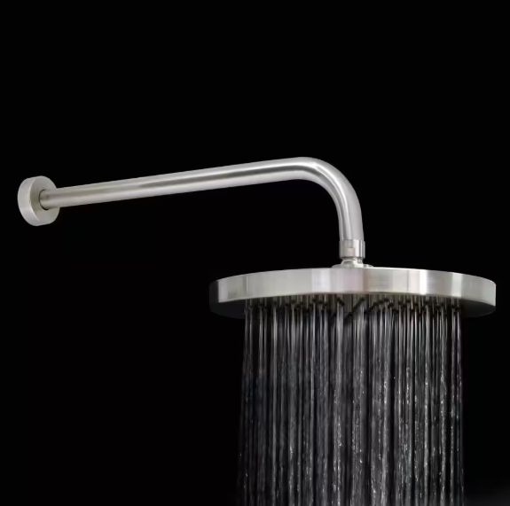 MODONA- 1-Spray 10 in. Single Wall Mount Waterfall Fixed Rain Shower Head in Satin Nickel