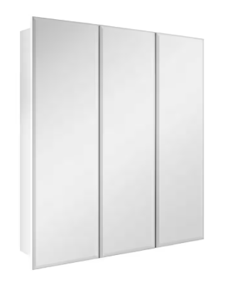 Glacier Bay- 24.4 in. W x 25.2 in. H Rectangular Medicine Cabinet with Mirror in Silver with Adjustable Shelves