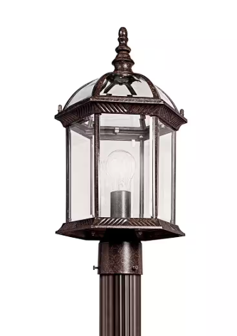 KICHLER- Barrie 1-Light Tannery Bronze Aluminum Hardwired Waterproof Outdoor Post Light with No Bulbs Included (1-Pack)