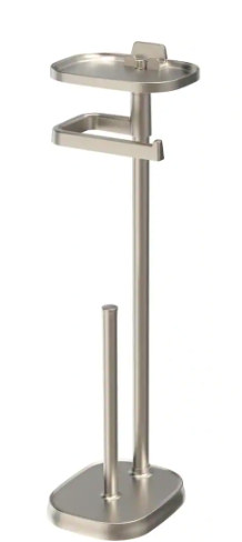 Delta- Freestanding Toilet Paper Holder with Shelf and Reserve in Flat Nickel