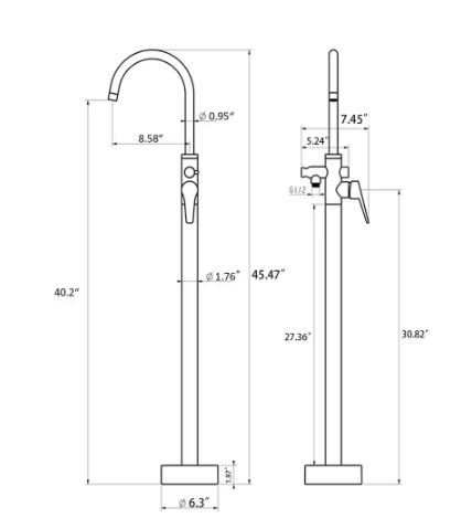 Golden Vantage- Single-Handle Freestanding Floor Mount Roman Tub Faucet Bathtub Filler with Hand Shower in Matte Black