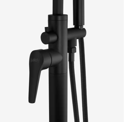 Golden Vantage- Single-Handle Freestanding Floor Mount Roman Tub Faucet Bathtub Filler with Hand Shower in Matte Black