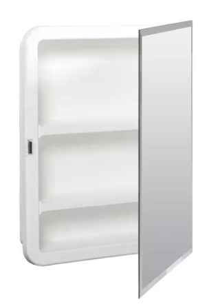 16 in. W x 20 in. H Rectangular Plastic Medicine Cabinet with Mirror
