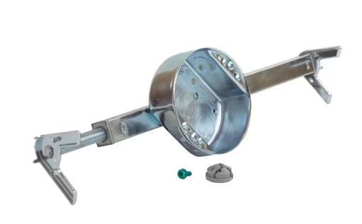 4 in. Round 1/2 in. Deep 15.3 cu. in. Metallic Ceiling Fan/Light Fixture Box and Short Brace Kit for Old/New Work