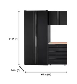 Husky - 3-Piece Heavy Duty Welded Steel Garage Storage System in Black (64 in. W x 81 in. H x 24 in. D)