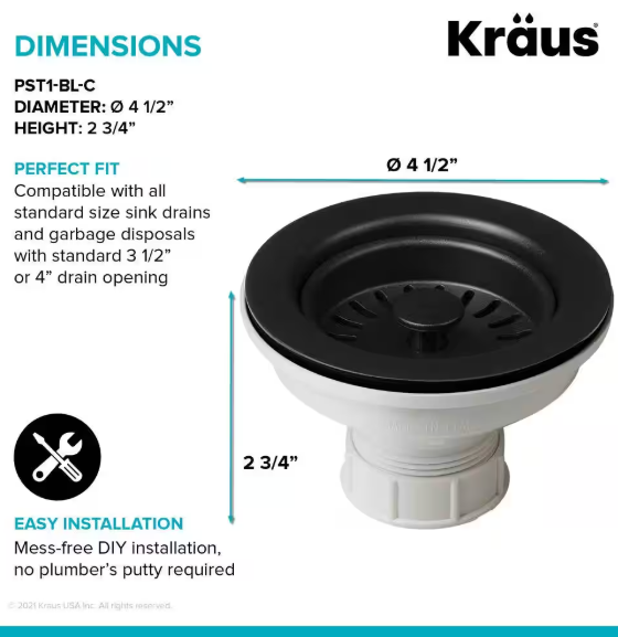 KRAUS- Kitchen Sink Strainer in Black