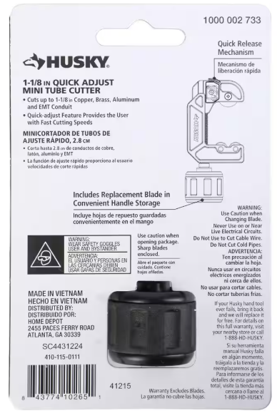 Husky- 1-1/8 in. Quick-Release Mini Tubing Cutter