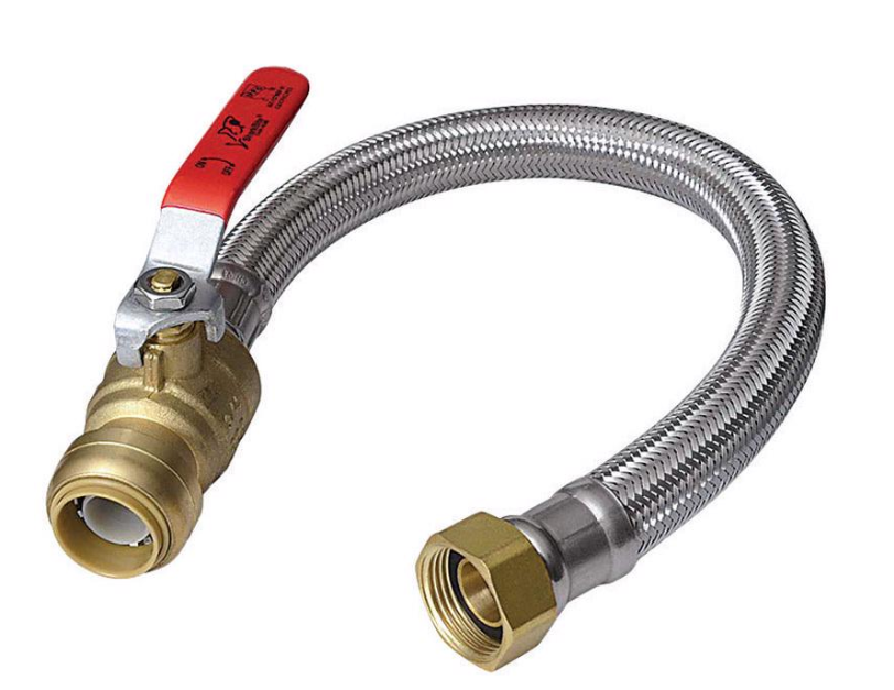 SharkBite Click To Copy Water Heater Connector with Ball Valve 1/2" Push Fit X 3/4" D FIP 18" Stainless Steel Water Heater Connector with Ball V