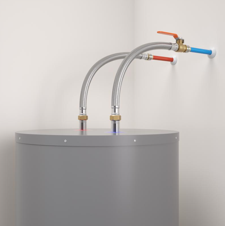 SharkBite Click To Copy Water Heater Connector with Ball Valve 1/2" Push Fit X 3/4" D FIP 18" Stainless Steel Water Heater Connector with Ball V