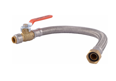 SharkBite Click To Copy Water Heater Connector with Ball Valve 1/2" Push Fit X 3/4" D FIP 18" Stainless Steel Water Heater Connector with Ball V