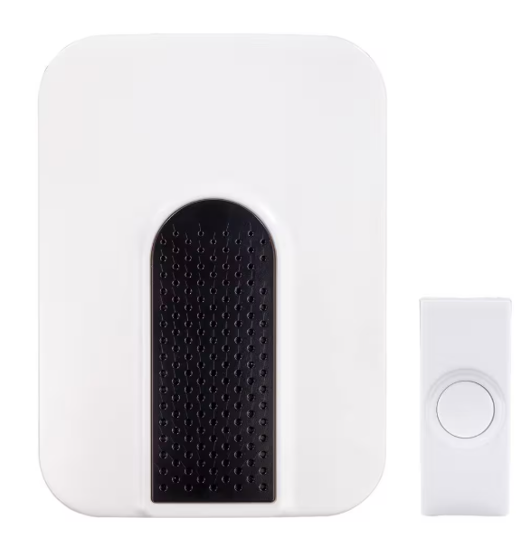 Wireless Battery Operated Doorbell Kit with Wireless Push Button, White