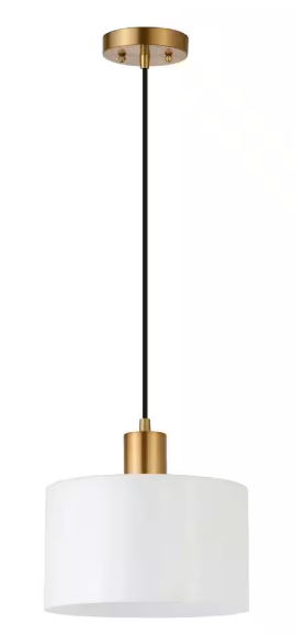 Henri 1-Light Brass Pendant with White Milk Glass Shade