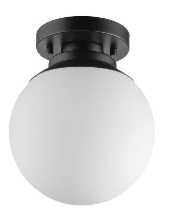 Georgia 8 in. 1-Light Matte Black Flush Mount with Matte Opal Glass Shade