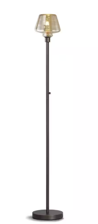 Cafe 71 in. Dark Bronze LED Dimmable Torchiere Floor Lamp with LED Bulb, Mercury Glass Shade