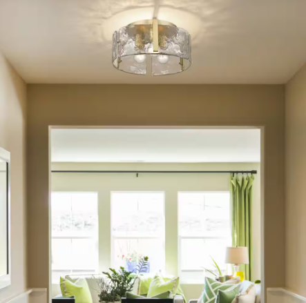 Golden Lighting- Aenon 15 in. 3-Light Brushed Champagne Bronze Flush Mount