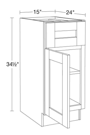 Richmond Verona White Plywood Shaker Ready to Assemble Base Kitchen Cabinet Soft Close 15 in W x 24 in D x 34.5 in H