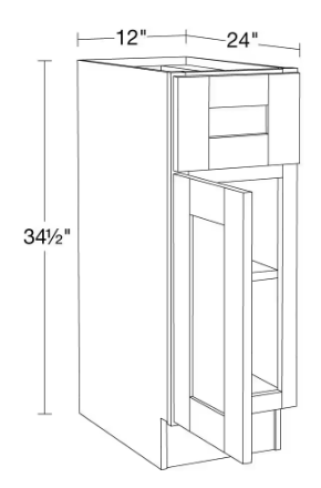 Richmond Verona White Plywood Shaker Ready to Assemble Base Kitchen Cabinet Soft Close 12 in W x 24 in D x 34.5 in H