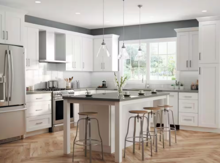 Hampton Bay- Denver White Painted Shaker Stock Ready to Assemble Base Kitchen Cabinet (21 in. x34.5 in x24 in)