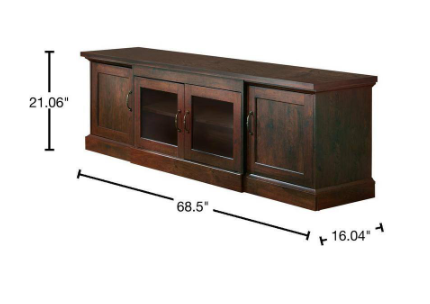 Furniture of America- Daleni 69 in. Vintage Walnut Particle Board TV Stand Fits TVs Up to 78 in. with Storage Doors