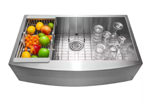 AKDY- Handmade Farmhouse Apron Front Stainless Steel 30 in. x 20 in. Single Bowl Kitchen Sink Kit with Accessories