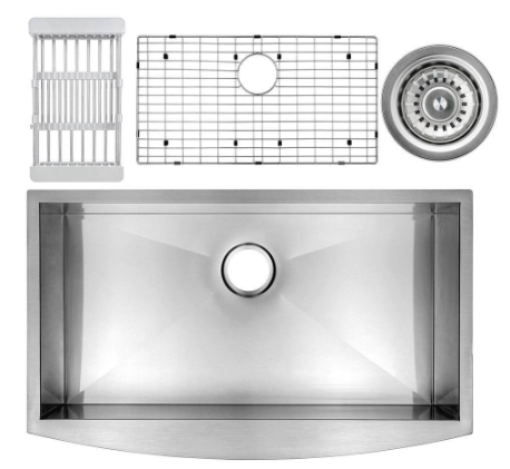 AKDY- Handmade Farmhouse Apron Front Stainless Steel 30 in. x 20 in. Single Bowl Kitchen Sink Kit with Accessories