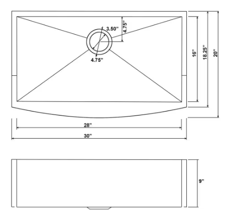AKDY- Handmade Farmhouse Apron Front Stainless Steel 30 in. x 20 in. Single Bowl Kitchen Sink Kit with Accessories