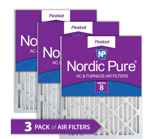 Nordic Pure- 14 in. x 20 in. x 2 in. Dust Reduction Pleated MERV 8 Air Filter (3-Pack)